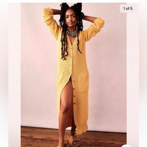 Free People It’s Alright Yellow Maxi Cardigan